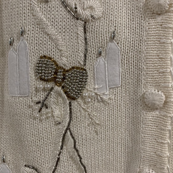 Victoria Jones - small, white holiday sweater vest - Picture 4 of 6